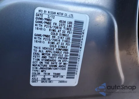 2012 Nissan Rogue S from USA, damaged, VIN JN8AS5MV1CW711505